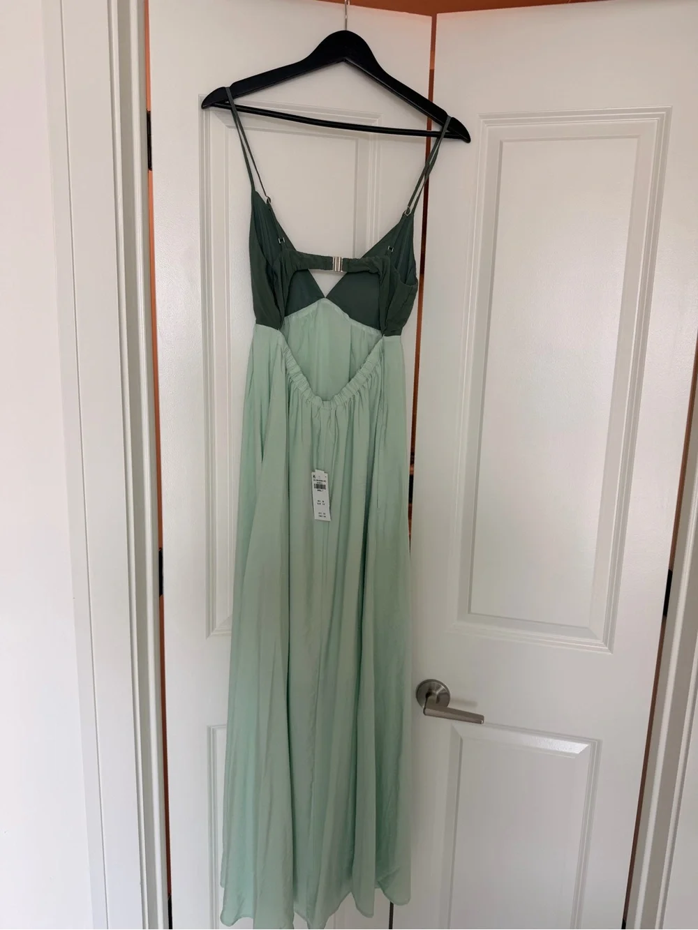 Abercrombie & Fitch Two-Tone Maxi Dress in Dark Olive and Sage